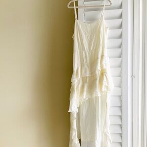 Boutique Chic Cream High Low Ruffle Dress